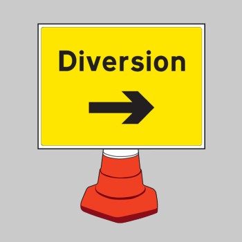 Diversion - Arrow Right - Cone Sign - 