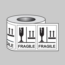 Fragile Glass this Way Up - Labels (Roll of 250) - 