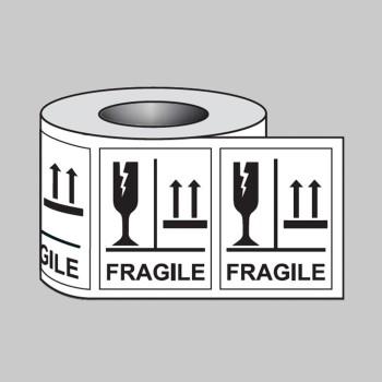 Fragile Glass this Way Up - Labels (Roll of 250) - 