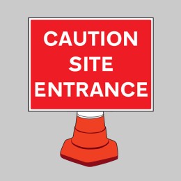 Caution - Site Entrance - Reflective Cone Sign - 