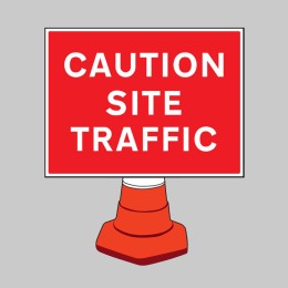 Caution - Site Traffic - Reflective Cone Sign - 