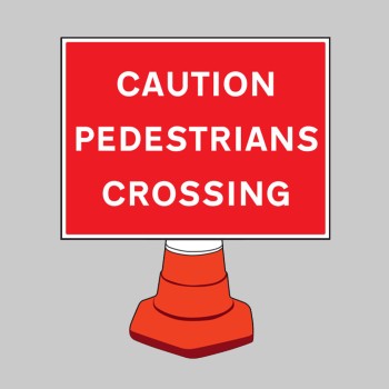 Caution - Pedestrians Crossing - Reflective Cone Sign - 