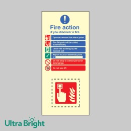 Fire Action & Call Point Set - Operate Alarm - Automatic - Leave Building - Don't use Lift - 