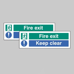 Fire Exit - Keep Clear - Double Sided Window Sticker - 