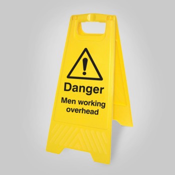 Danger - Men Working Overhead - Self Standing Folding Sign - Danger - Men Working Overhead - Self Standing Folding Sign -