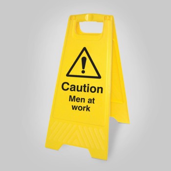 Caution - Men At Work - Self Standing Floor Sign - 