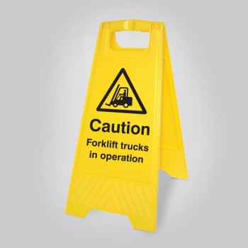 Caution - Forklift Trucks in Operation  - Self Standing Floor Sign - 