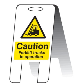 Caution - Forklift Trucks in Operating - Lightweight Self Standing Sign - 