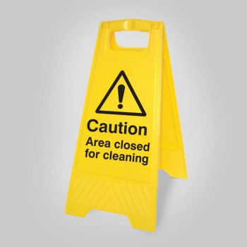 Caution - Area Closed for Cleaning - Self Standing Floor Sign - 