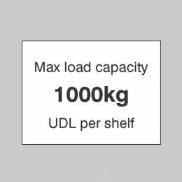 Max load Capacity 1000kg UDL Per Shelf - 