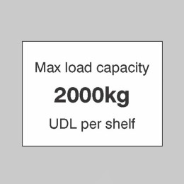 Max load Capacity 2000kg UDL Per Shelf - 