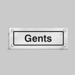 Gents - Clear Acrylic Visual Impact Sign with Stand-off Locators - 