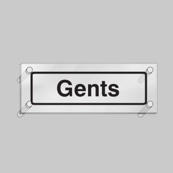Gents - Clear Acrylic Visual Impact Sign with Stand-off Locators - Gents - Clear Acrylic Visual Impact Sign with Stand-off Locators -