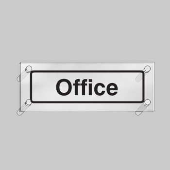 Office - Clear Acrylic Visual Impact Sign with Stand-off Locators - 