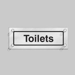 Toilets - Clear Acrylic Visual Impact Sign with Stand-off Locators - 