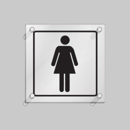 Ladies Symbol - Clear Acrylic Visual Impact Sign with Stand-off Locators - 