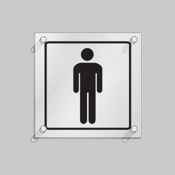 Gents Symbol - Clear Acrylic Visual Impact Sign with Stand-off Locators - Gents Symbol - Clear Acrylic Visual Impact Sign with Stand-off Locators -