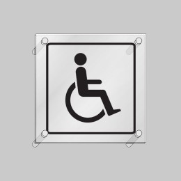 Disabled Symbol - Clear Acrylic Visual Impact Sign with Stand-off Locators - 