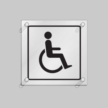 Disabled Symbol - Clear Acrylic Visual Impact Sign with Stand-off Locators - 