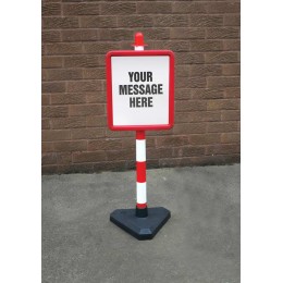 Red & White Frame & Post - Includes Custom Sign - 