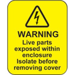 Warning - Live Parts within Enclosure Labels - 