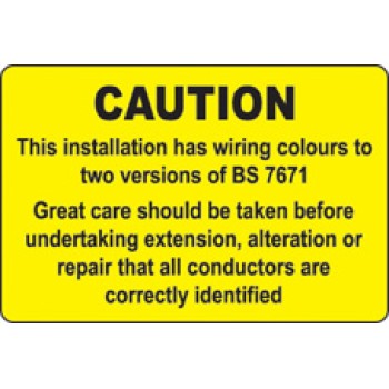This Installation Has Wiring Colours Labels (Roll of 100) - 