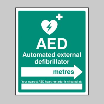 AED Located in __ Metres - Arrow Right - 
