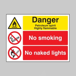 Petroleum Spirit - Highly Flammable - No Smoking, Naked Lights - 