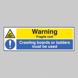 Warning - Fragile Roof - Crawling Boards Or Ladders Must be Used - 