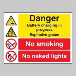 Battery Charging in Progress No Smoking No Naked Lights - 