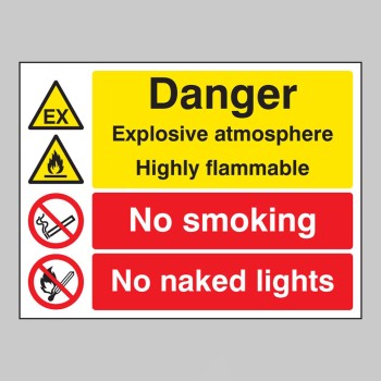 Explosive Atmosphere Highly Flammable No Smoking / Naked Lights - 