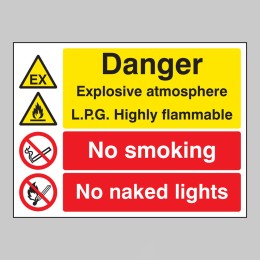 Explosive Atmosphere LPG Highly Flammable No Smoking / Naked Light - 