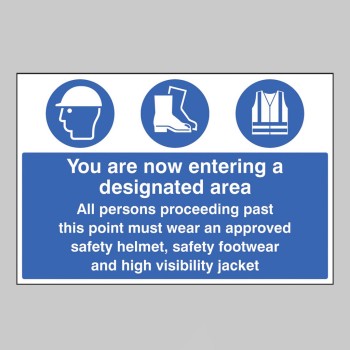 Entering Designated Area Must Wear Helmet - Footwear & Jacket - 
