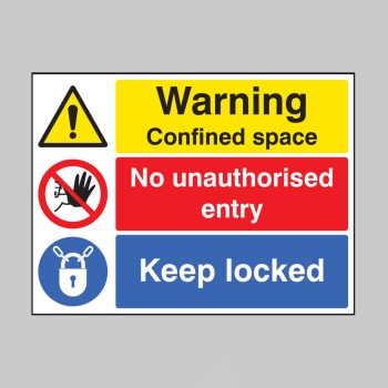 Warning - Confined Space - No Entry - Keep Locked - 