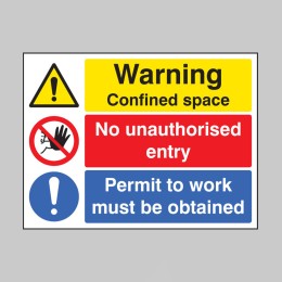 Warning - Confined Space - No Entry - Permit to Work - 