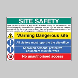 Site Safety - H&S Act - Dangerous Site - Report to Office - PPE - No Unauthorised Access - 