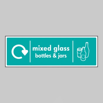 Mixed Glass Bottles & Jars - WRAP Recycling Sign - 