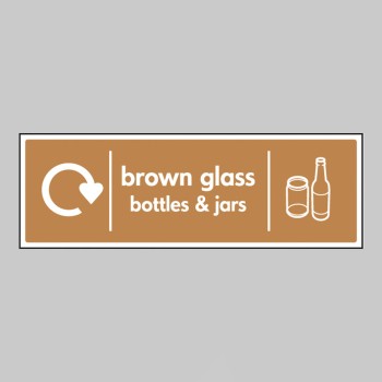 Brown Glass Bottles & Jars - WRAP Recycling Sign - Brown Glass Bottles & Jars - WRAP Recycling Sign -