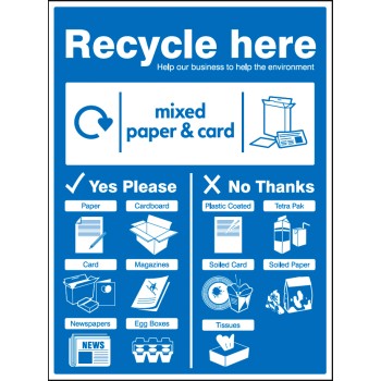 Paper & Cardboard - WRAP Recycle Here Sign - 