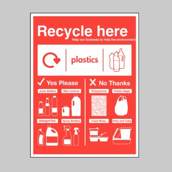Plastic Bottles - WRAP Recycle Here Sign - 
