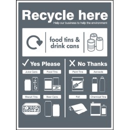 Food Tins and Drink Cans - WRAP Recycle Here Sign - 