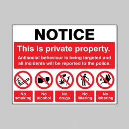 Notice - This is Private Property Antisocial Behaviour is Being Targeted - 
