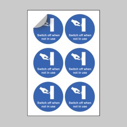 Switch Off When Not in Use - Labels (Sheet of 6) - 