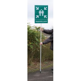 Mobile Assembly Point - Aluminium with Pole - 450 x 600mm - 