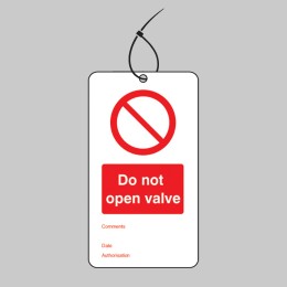 Do Not Open Valve - Double Sided Tags (Pack of 10) - 