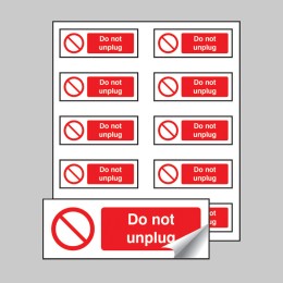 Do Not Unplug Labels (Sheet of 10) - 