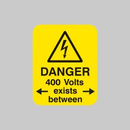 Danger - 400 Volts  Exists Between Labels - 