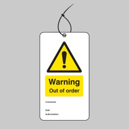 Warning - Out of Order - Double Sided Safety Tag (Pack of 10) - 