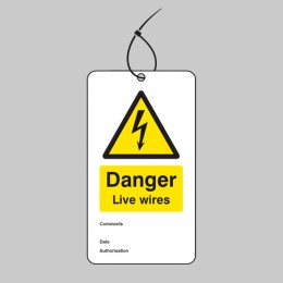Danger - Live Wires - Double Sided Safety Tag - 