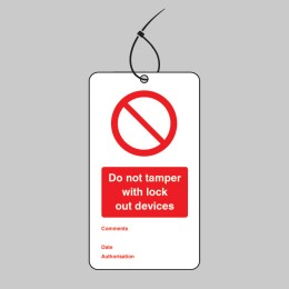 Lockout Tag - Do Not Tamper with Lock Out Devices - 80 x 150mm (Pack of 10) - 